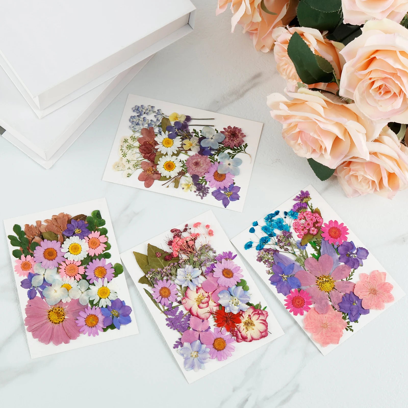 90Pcs Dried Pressed Flowers for Resin Molds Colorful Real Pressed Flowers Natural Dry Pressed Flowers Beautiful Dried Flower DIY