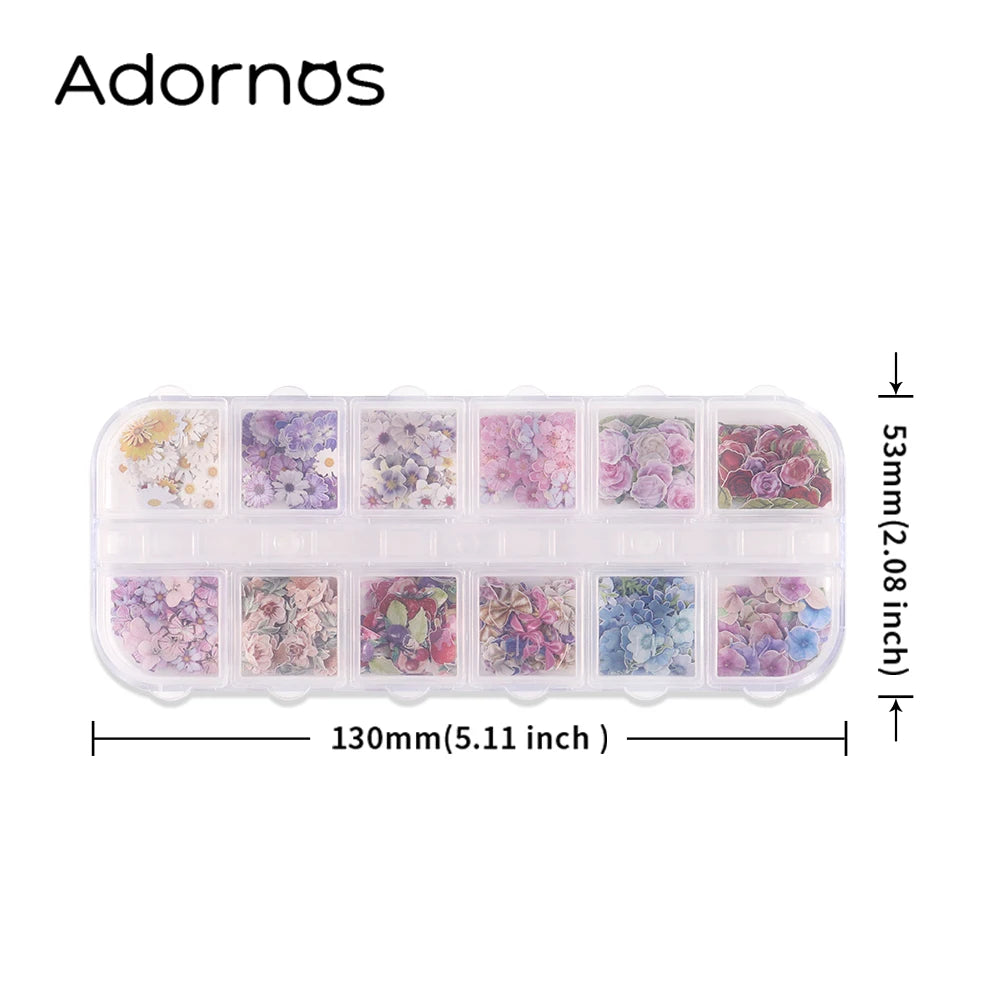 12 Grids Flower Wood Pulp Chips Epoxy Resin Filling Rose Iris Vetiver Flower Butterfly Shape Decorative Paper Flower DIY Crafts