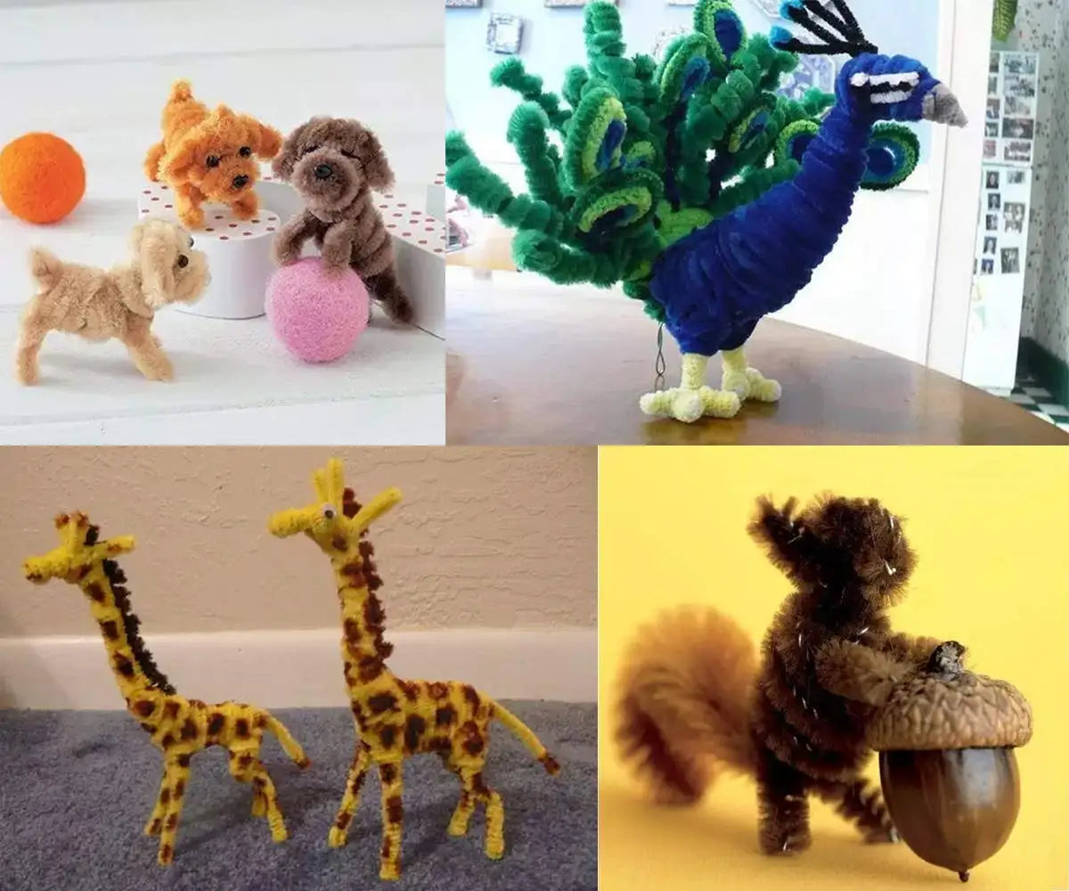 100 Pcs Colorful Chenille Stems Pipe Cleaners Plush Tinsel Stem Wired Sticks Twist Stick Hair Strip DIY Craft Educational Toys