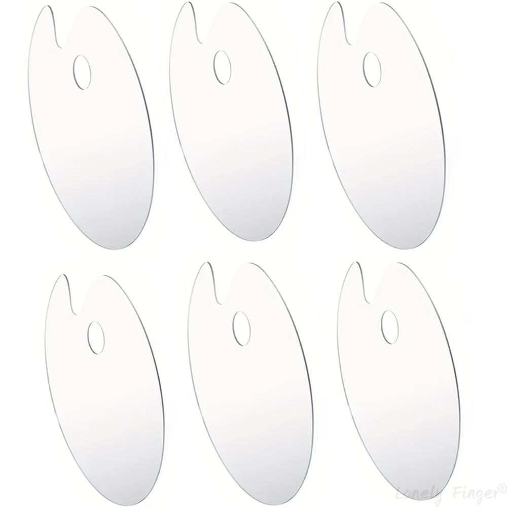 2/6 PCS Acrylic Paint Palette with Thumb Hole Clear, Easy Clean Artist Pallet for Oil Watercolor Craft DIY Art Painting Palette