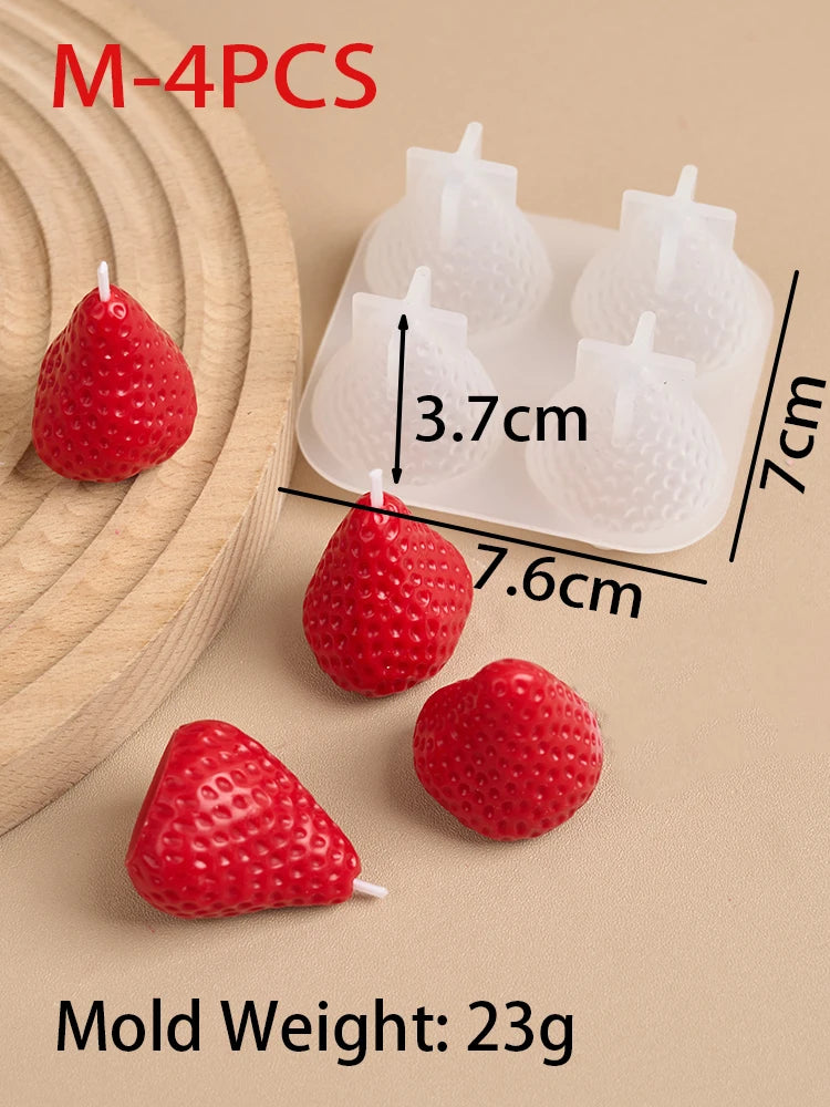 3D Strawberry Aromatherapy Candle Silicone Mold DIY Handmade Romantic Scented for Valentine's Day Party Home Decor Birthday Gift