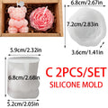 4 Style 2pcs Set Valentine's Day Teddy Bear Silicone Candle Mold Romantic Rose Heart Flower Gypsum Soap Making Tool DIY Souvenir