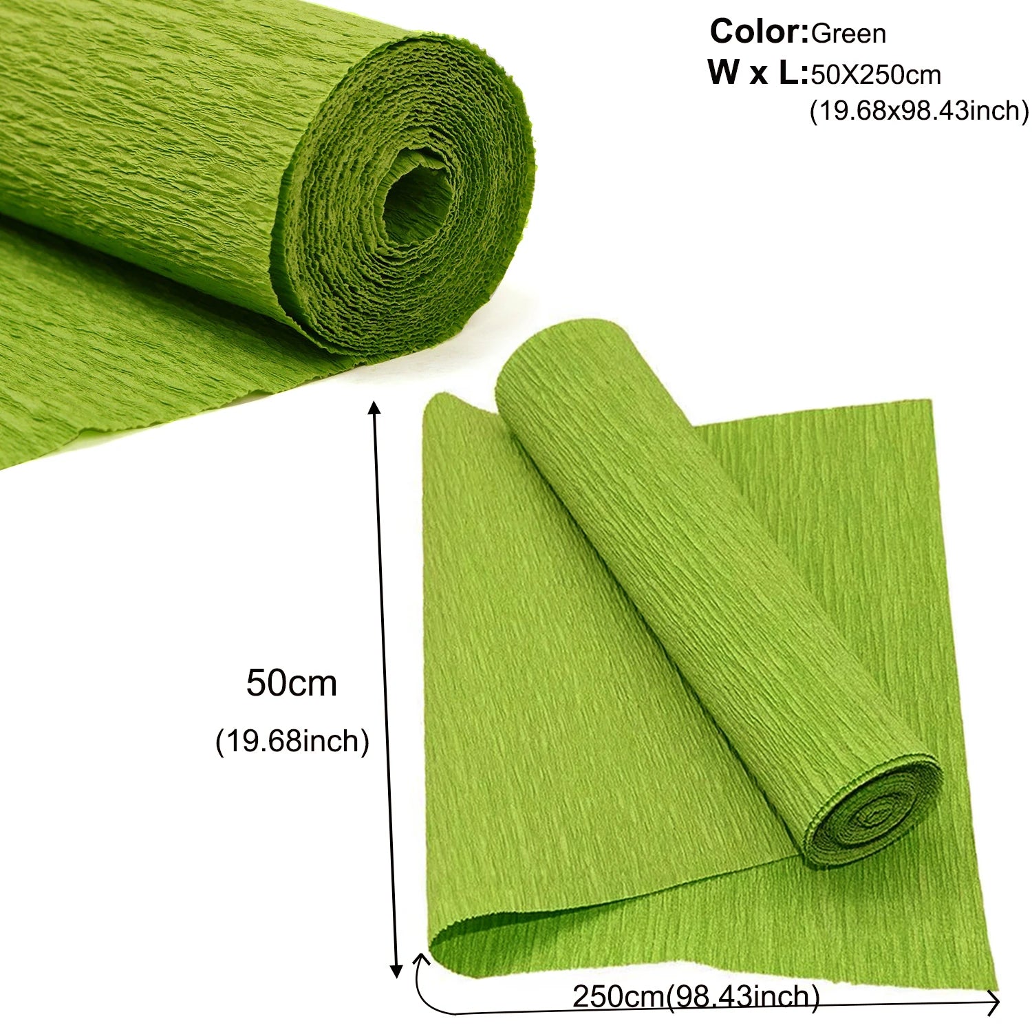50x250cm Colored Crepe Paper Roll Origami Crinkled Crepe Paper Craft DIY Flowers Decoration Gift Wrapping Paper Craft