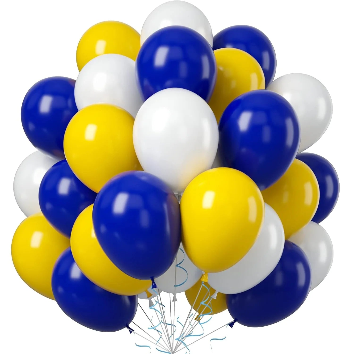 52PCS Blue and Orange Latex Party Balloons Set for Birthday Decoration Supply with Strip and Ribbon