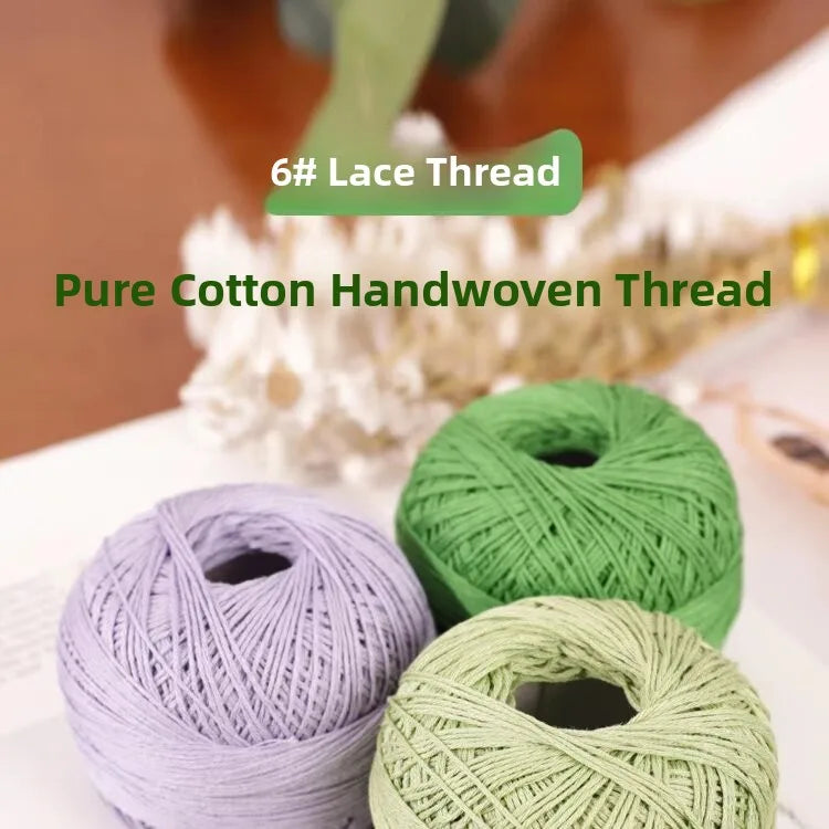 6-Strand Cotton Linen Lace Yarn Handmade Crochet Thread Medium Fine Hooking DIY Material Kit Children's Sweater Crochet Needl...