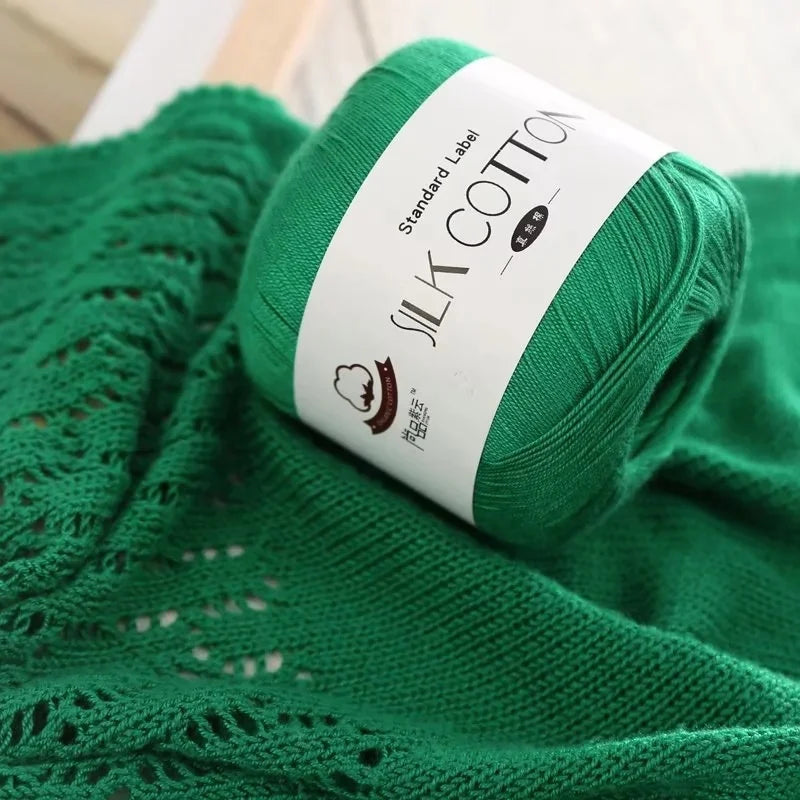 Silk Cotton Yarn - Fine Lace Thread for Crochet, Knitting Sweater,Shawls, Scarves, and DIY Crafts, Soft Durable Yarn 1.76oz/pc