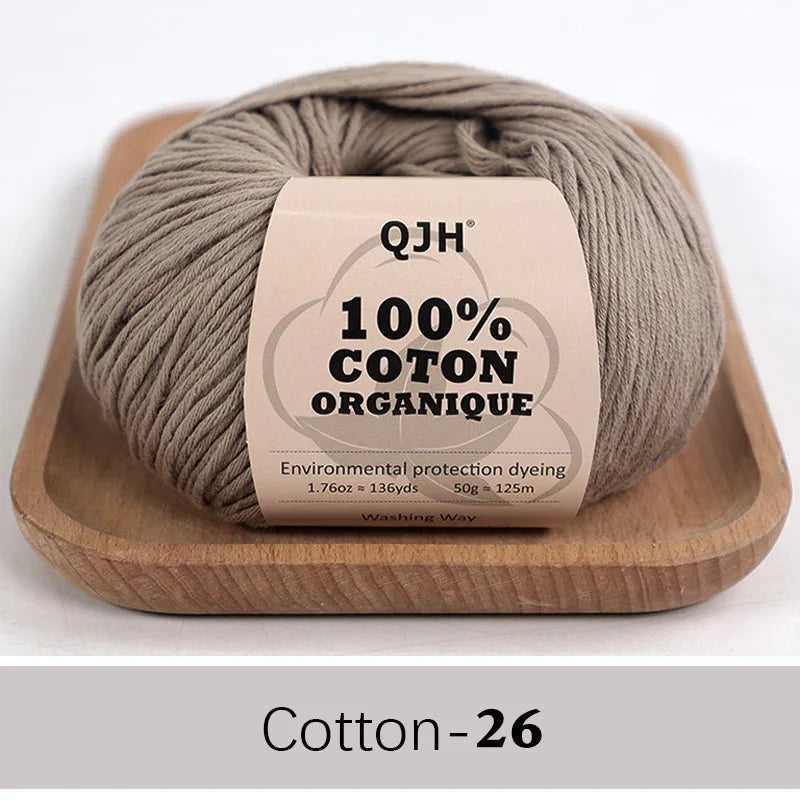 QJH 100% Cotton Yarn, Cotton Baby Sport Weight Yarn, Amigurumi Yarn, Summer Soft Yarn, Crochet/Knitting Yarn - 6 Pcs