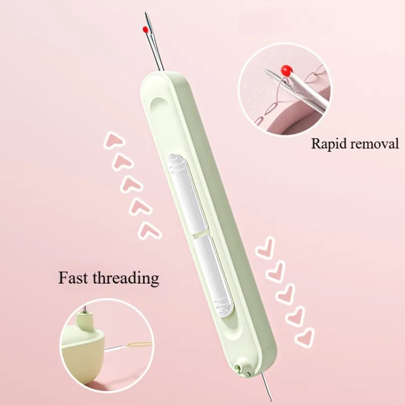 2 In 1 Needle Threader and Seam Ripper Tool Multifunctional Sewing Thread Remover Cross Stitch Crafting Accessories Easy Use