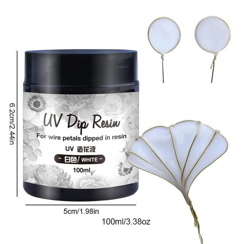 100ml UV DIP Resin Glue For Wire Flowers Colorful Liquid High Gloss Ultraviolet Curing Crystal UV Glue Jewelry Making