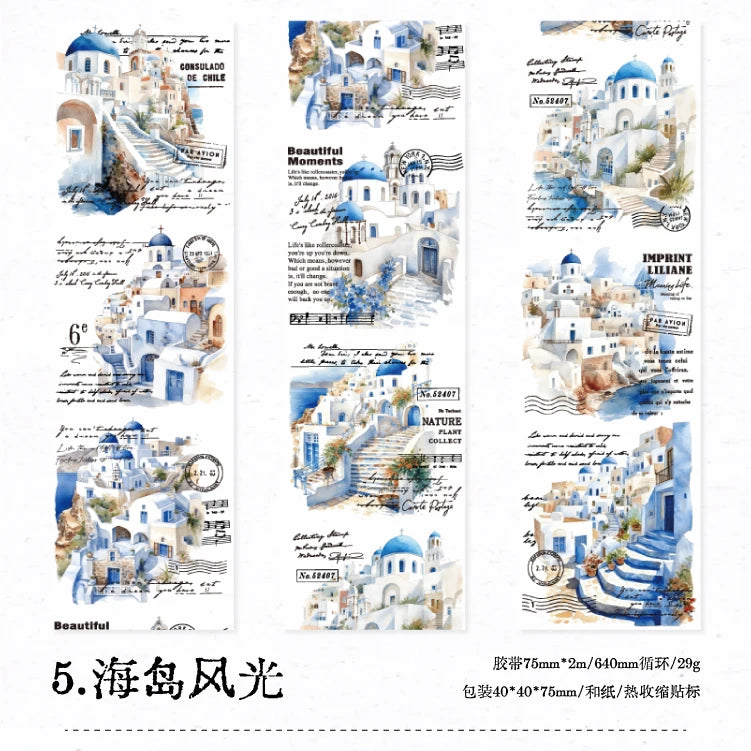 Yoofun 7.5x200cm A Journey of Relics Washi Tape for Collage Junk Journal Scrapbooking diy Stationery Masking Tape Labels