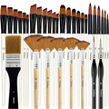 28/32 Pcs Paint Brushes for Acrylic Painting, Premium Nylon Bristles with Round, Filbert, Flat, Fan, Angle, Fine Detail Brush