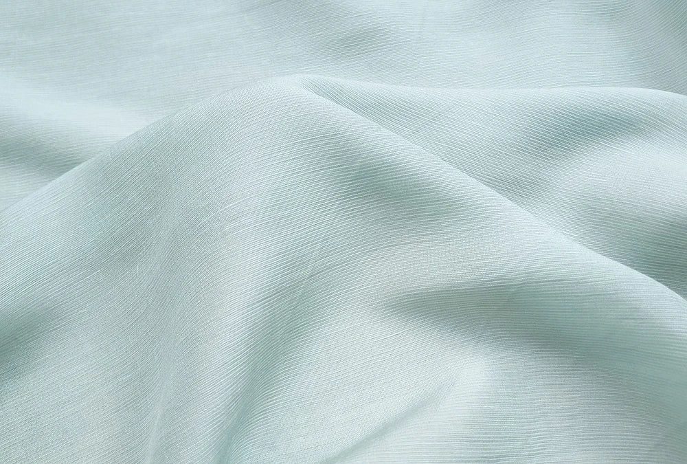 Silk Linen Fabric 54'' Wide By Meter Elegant Cyan Color Slubbed Silk Flax Material Soft Summer