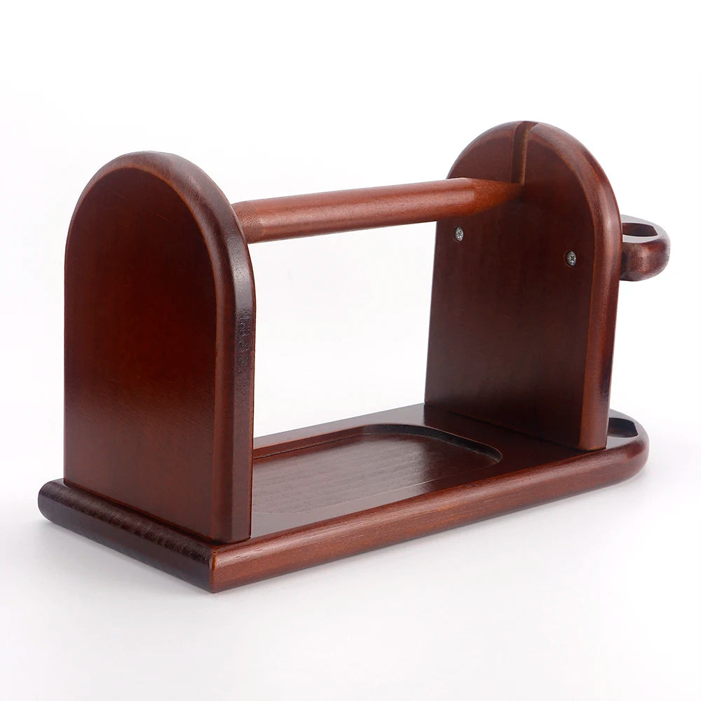 1pcs Burgundy Red Wooden Desktop Yarn Holder with Storage Rack- DIY Knitting & Crochet Wool Yarn Rotating Winder Organizer Stand