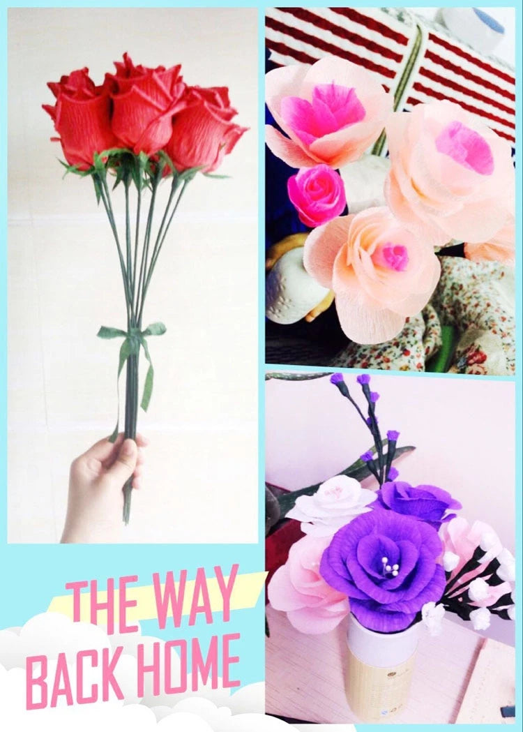 Color Handmade Crepe Paper Diy Paper Flower Material Gift Paper Roll Edge Paper Kindergarten Handmade Flower Origami