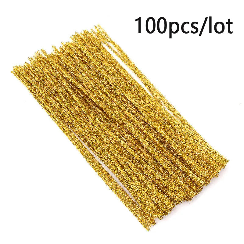 100pcs Colorful Chenille Stems Stick Toys DIY Strips for Simulation Flowers Christmas Tree Handmade Kids Educational Toys DIY