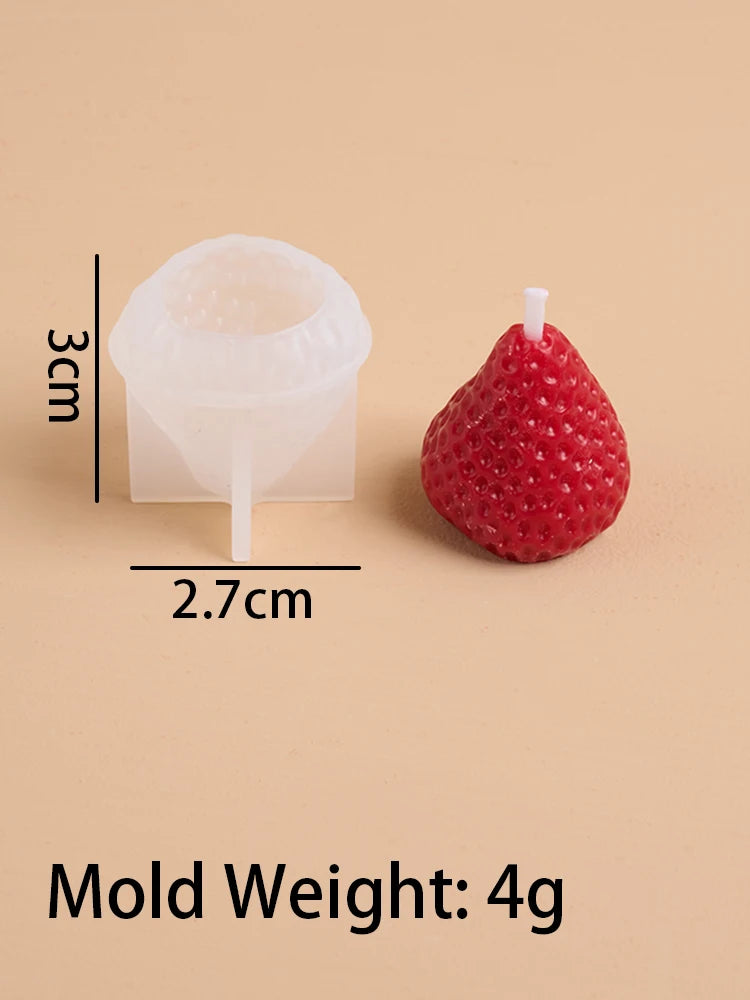4Pcs Strawberry Shaped Silicone Candle Mold DIY Handmade Fruit Scented Candles Soap Craft Casting Molds Home Valentine's Day Dec
