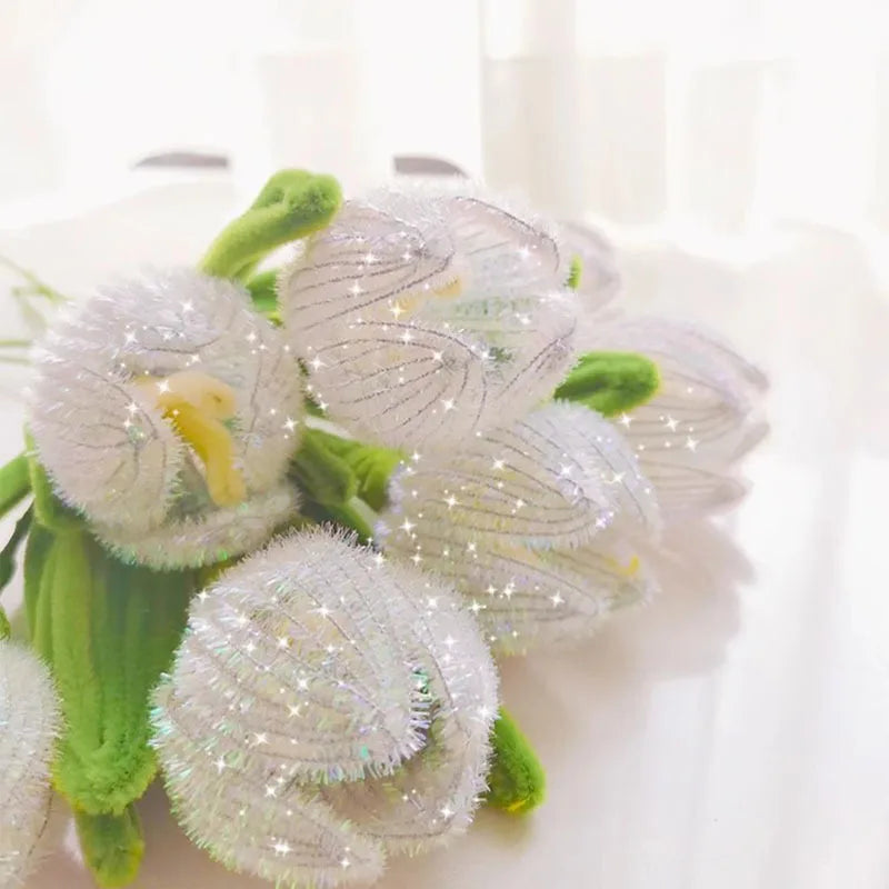 100pcs Glitter Chenille Stems Pipe Cleaners Plush Tinsel Stems Wired Sticks For Kids Educational Handmade Craft Toys Supplies