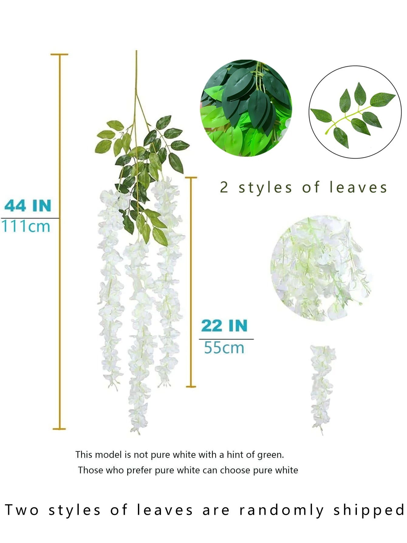 12pcs Artificial Flowers Hanging Wisteria Faux Flowers Garland Silk Vine Rattan Long String Home Outdoor Wedding Party Decor