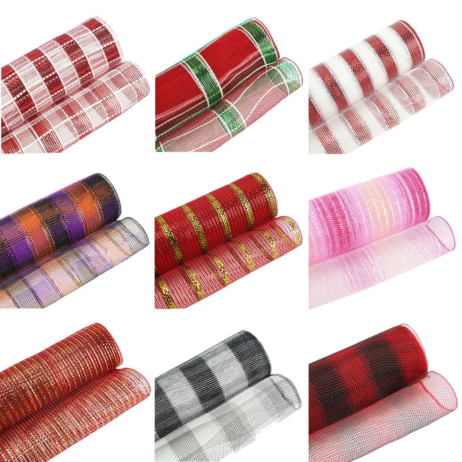 10Yards Christmas Red White Mesh Candy Cane Decoration Tulle Roll DIY Xmas Tree Ribbon Wreath Bow Wrapping Party New Year Gift