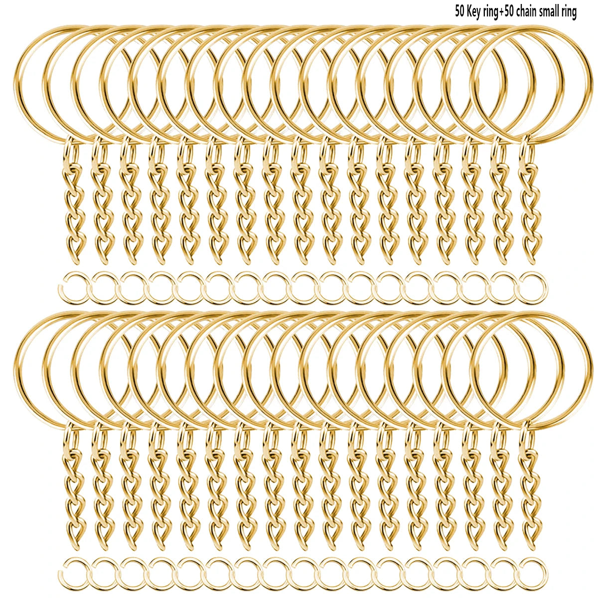 100 Pieces Set Split Key Rings with Chain and Jump Rings Bulk Kit Accessories for Keychains Lanyards Charms Jewelry DIY Crafts
