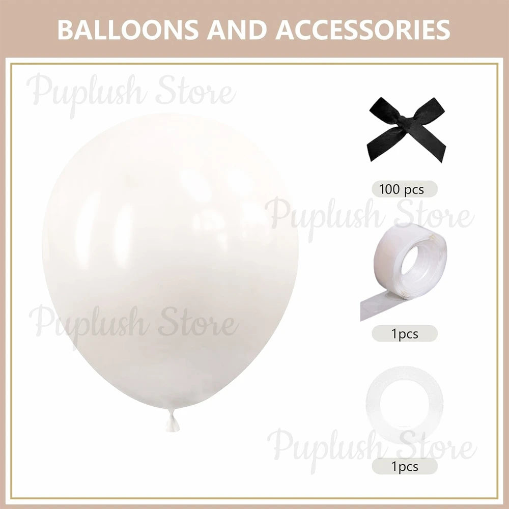 30Pcs Latex Balloons with Black Bow Coquette Bow Themed DIY Balloons Set for Boho Wedding Baby Shower Girls Birthday Party Decor