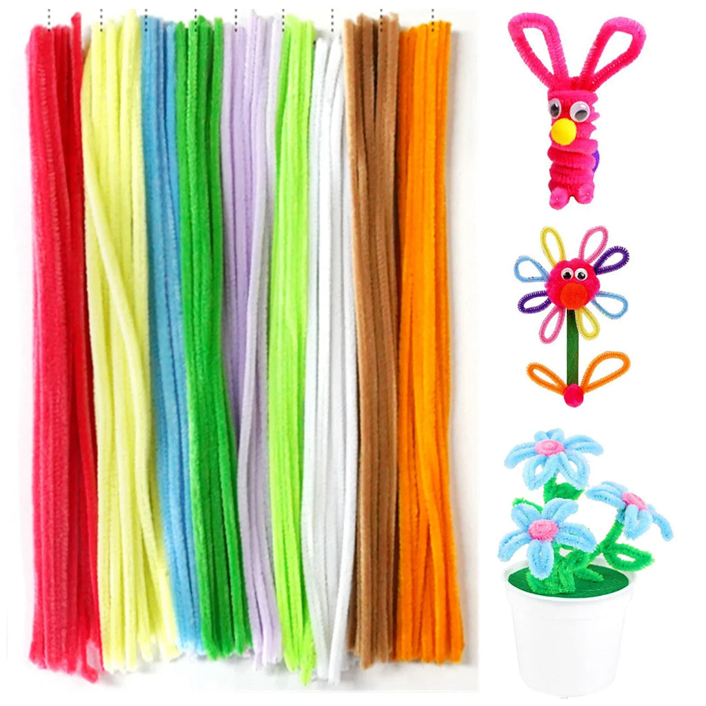 100pcs Colorful Chenille Stems Pipe Cleaners Kids Educational Toys Handmade Plush Tinsel Twist Sticks For DIY Craft Supplies