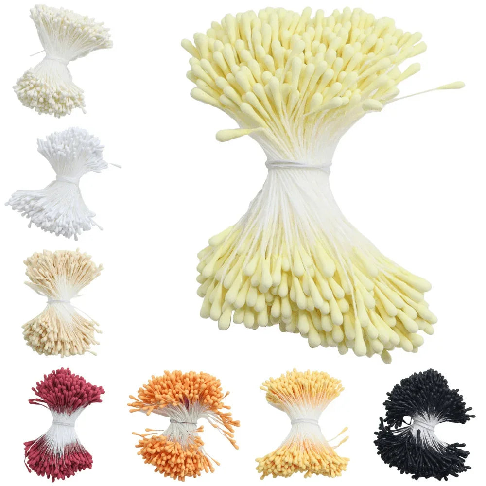 800Pcs 2mm Chenille Stems Stick Artificial Flower stamen Mini Pearl Floral pistil Wedding Party Home Decoration DIY Accessories