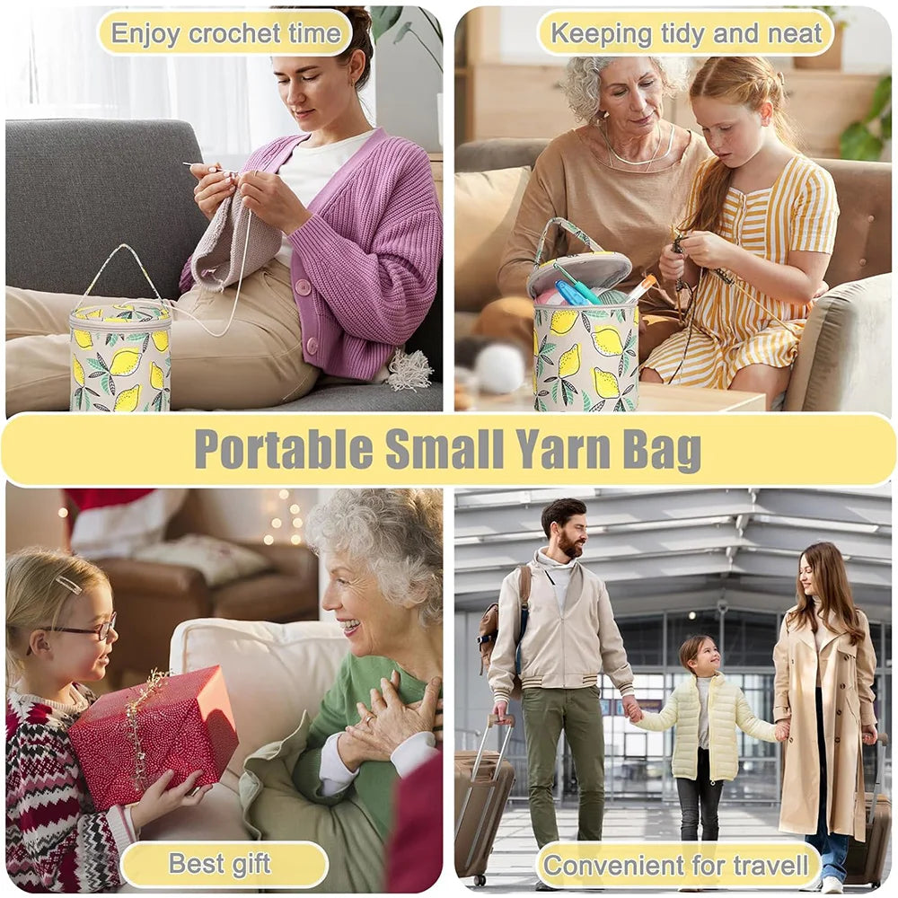 Small Yarn Bag With Holes,Portable Knitted Wool Yarn Storage Case,Crochet Thread Sewing Accessories Perfect for Travel,Beginner