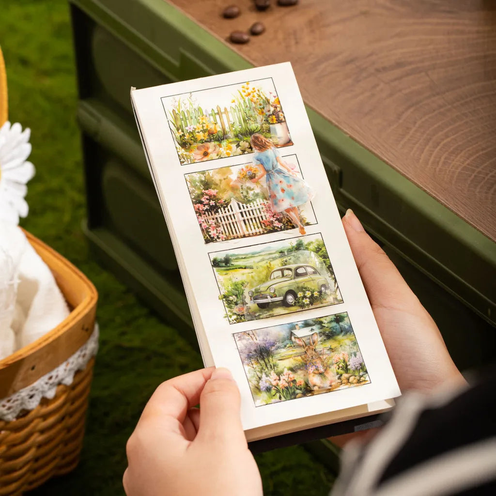 Journamm 60mm*2m Transparent PET Aesthetic Tape Flower Tape Decor Junk Journal DIY Scrapbooking School Supplies Collage Tapes