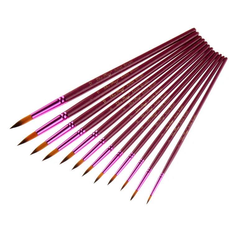 12/24/48pcs Paint Brushes Set Professional Paint Brush Round Pointed Tip Nylon Acrylic Brush For Acrylic Watercolor Oil Painting