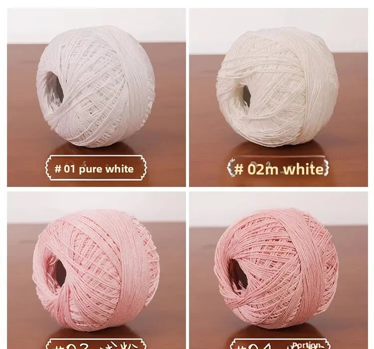 6-Strand Cotton Linen Lace Yarn Handmade Crochet Thread Medium Fine Hooking DIY Material Kit Children's Sweater Crochet Needl...