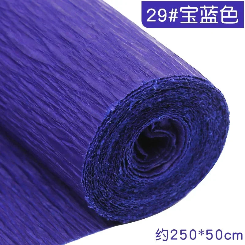 1Pcs 50x250cm Colored Crepe Paper Craft DIY Flowers Decoration Gift Wrapping Paper Craft Roll Origami Handmade Crinkled Paper