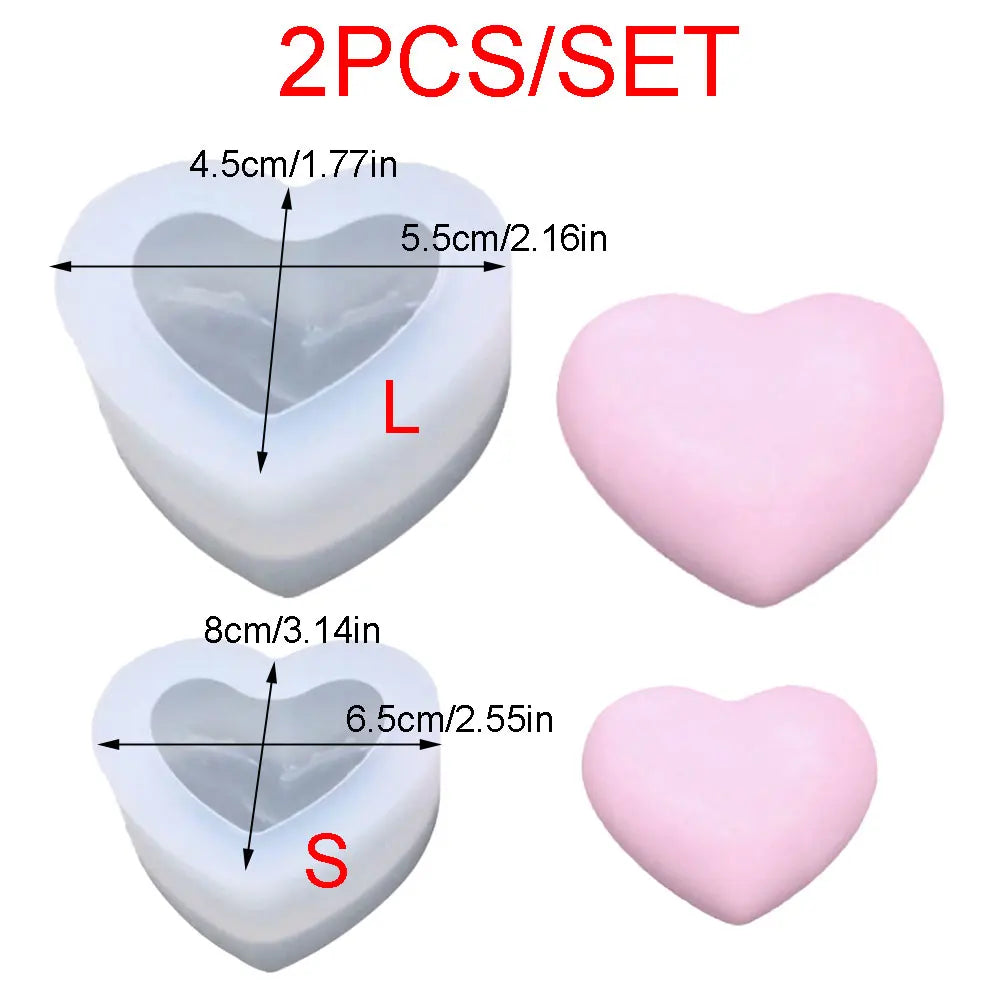 1-2pcs Love Scent Candle Mold for Candle Making Kit Heart Silicone Ceramic Resin Molds DIY Bag Pendant Gifts Wedding Party Decor