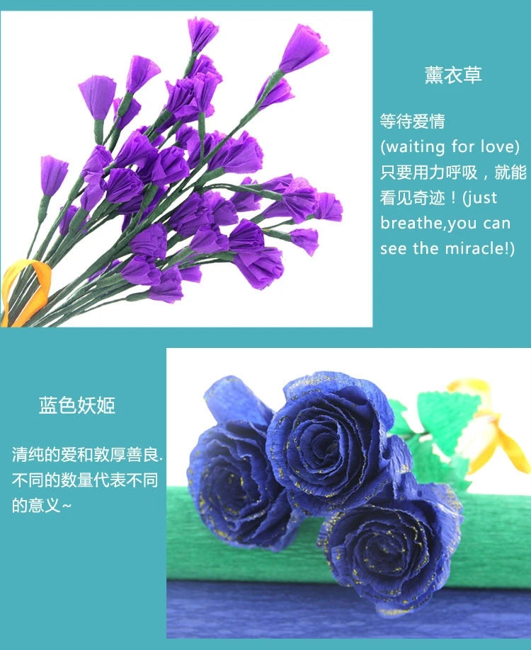 Color Handmade Crepe Paper Diy Paper Flower Material Gift Paper Roll Edge Paper Kindergarten Handmade Flower Origami
