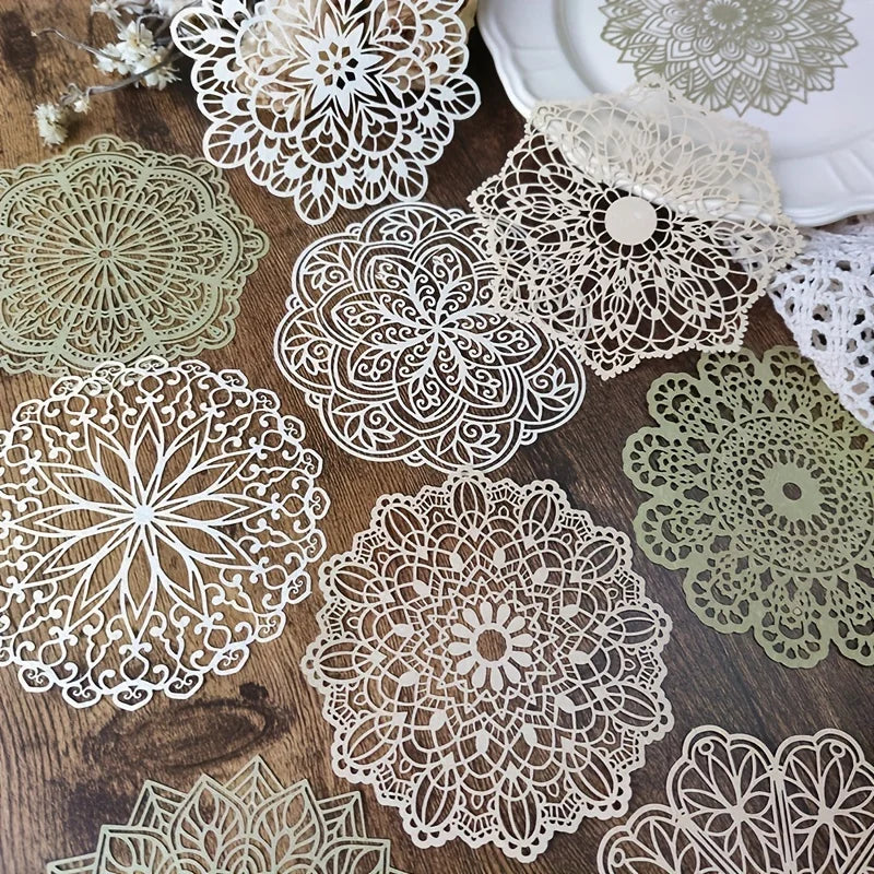10 pcs Vintage Lace Hollow Material Paper Butterfly Craft Paper Junk Journal Planner Decorative DIY Scrapbooking Material Pack