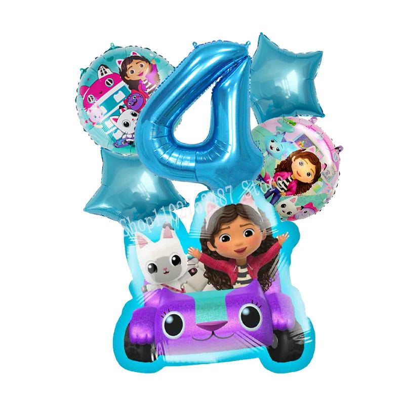 Gabby Dollhouses Birthday Balloons Girls New Anime Digit 1-10 Party Decoration Baby Shower Gender Reveal Ballons Kids Toys Gift