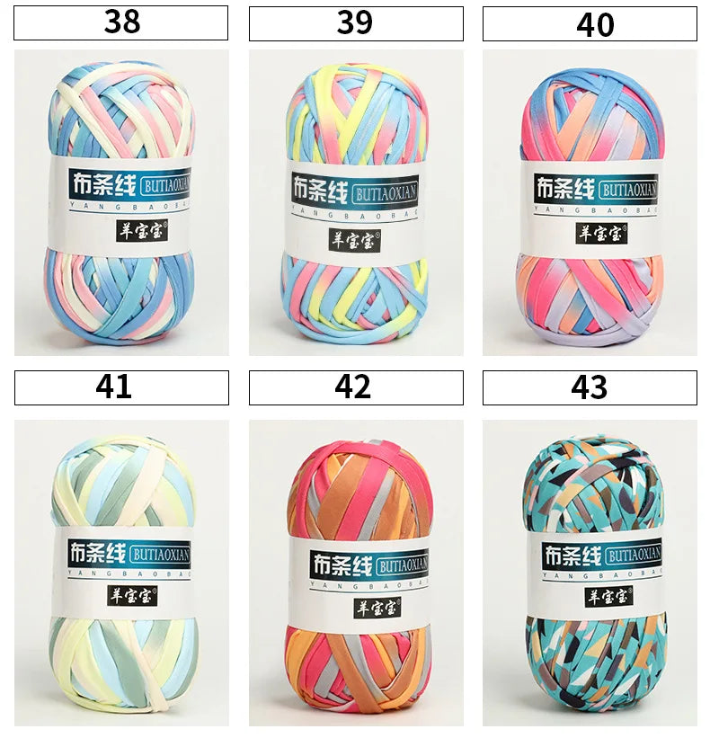 100g T Shirt Knitting Yarn For Crochet Bag Hat Slippers Coaster Blanket Thread Soft Polyester Woven Yarn Thick Soft Cloth Yarn