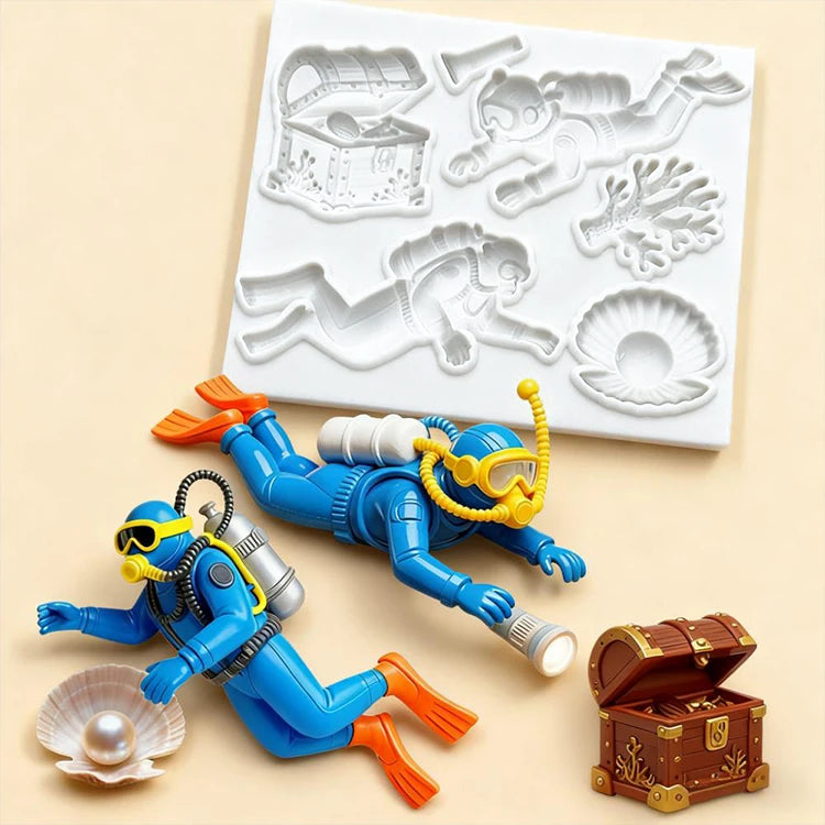 Ocean Adventure Series Silicone Molds Sharks, Turtles, Treasure Chests Fondant Candy Chocolate Mould Cake Decorating Tools