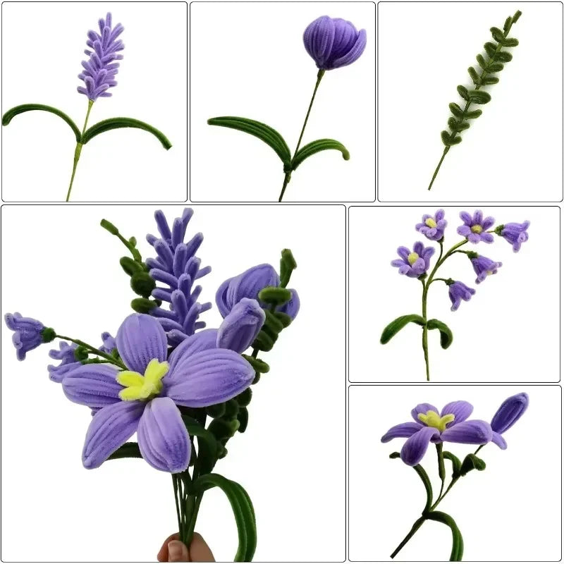 Wholesale Colorful Chenille Stems Pipe Cleaners Plush Tinsel Stem Wired Sticks Twist Stick Hair Strip DIY Craft Educational Toys