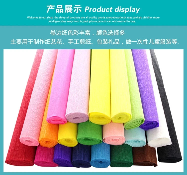 Color Handmade Crepe Paper Diy Paper Flower Material Gift Paper Roll Edge Paper Kindergarten Handmade Flower Origami