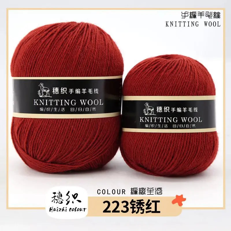 Hand Knitted Four-Ply Wool Yarn Medium Fine for Sweater Scarf Hat Pure Color Wool Yarn Spun Yarn from Hebei Mainly for Hand K...