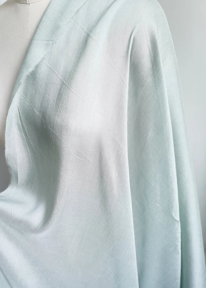 Silk Linen Fabric 54'' Wide By Meter Elegant Cyan Color Slubbed Silk Flax Material Soft Summer