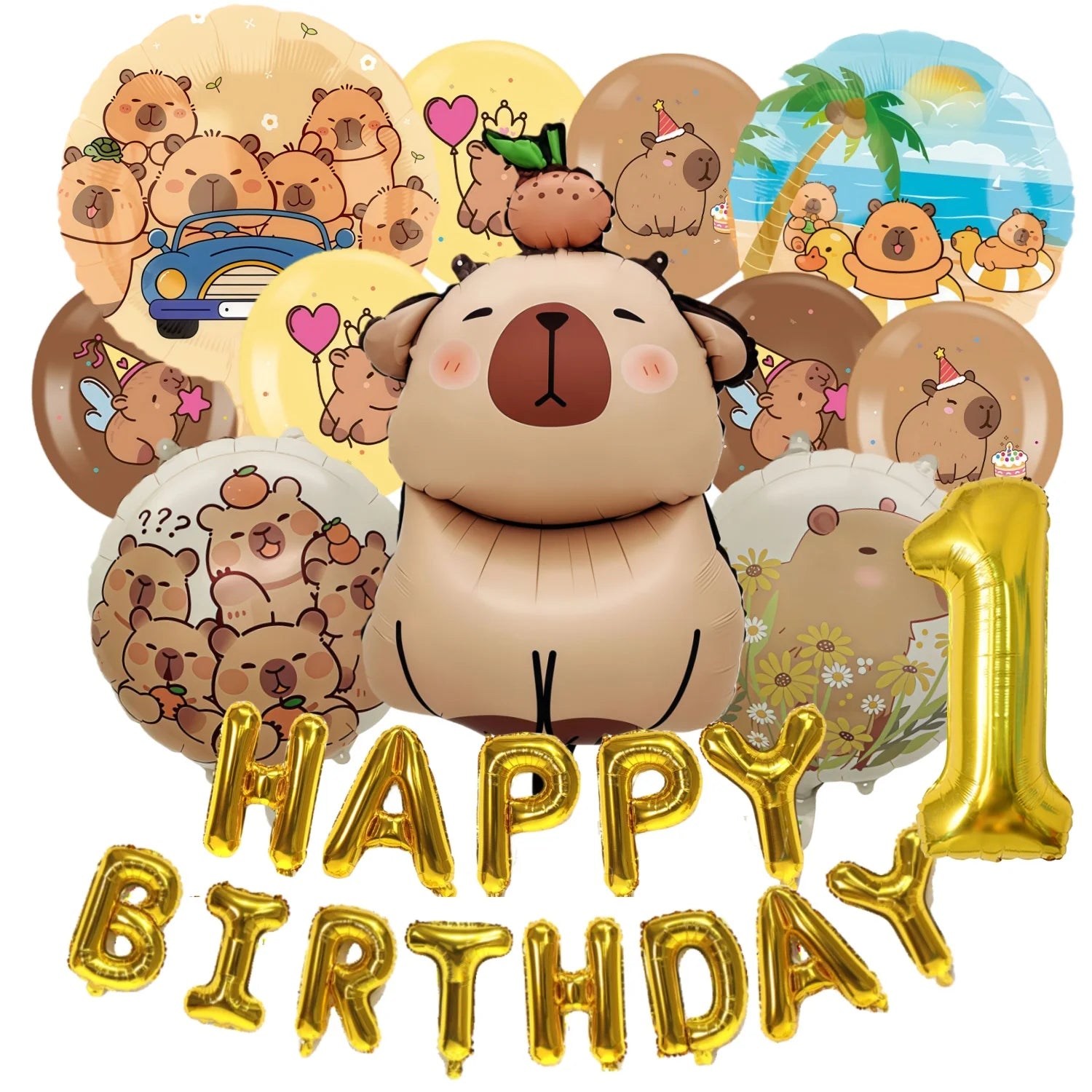 Child Capybara Balloons Capybara Party Decoration Balloons Aluminium Balloon Globos Baby Shower Capybara Party Favors Supplies