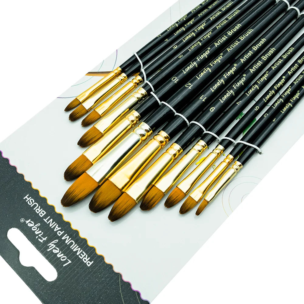 12/24/48pcs Paint Brushes Set Professional Paint Brush Round Pointed Tip Nylon Acrylic Brush For Acrylic Watercolor Oil Painting