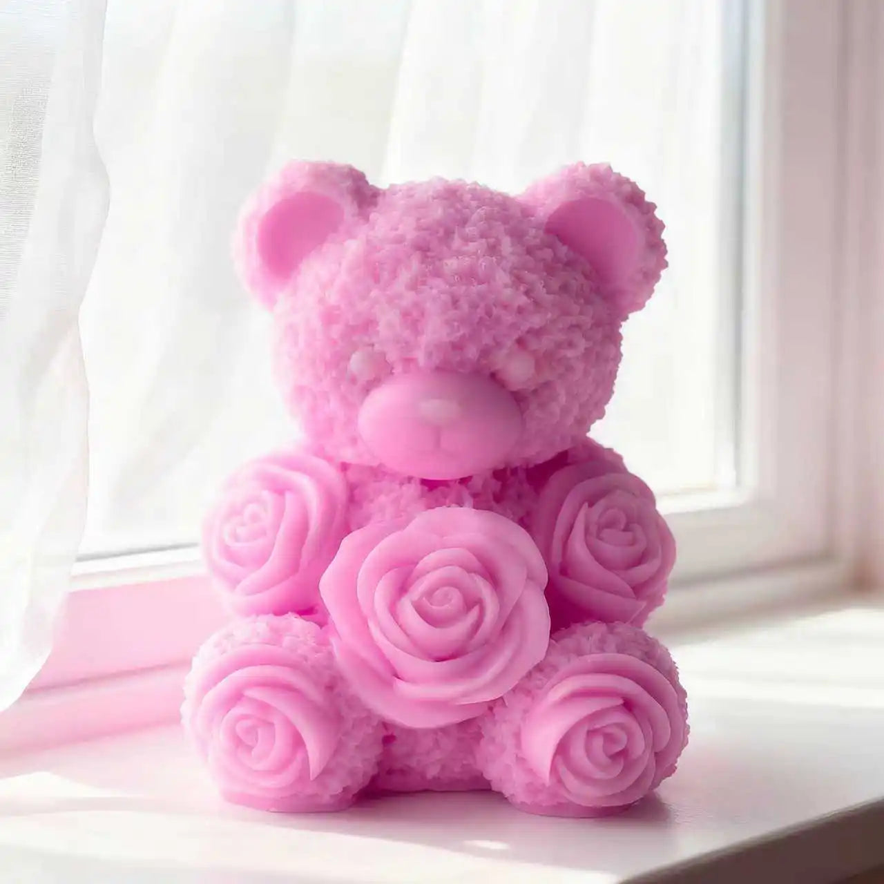 Rose Bear Silicone Mold Valentine Candle Wax Mold DIY Aromatherapy Plaster Diffuser Stone Craft Gift