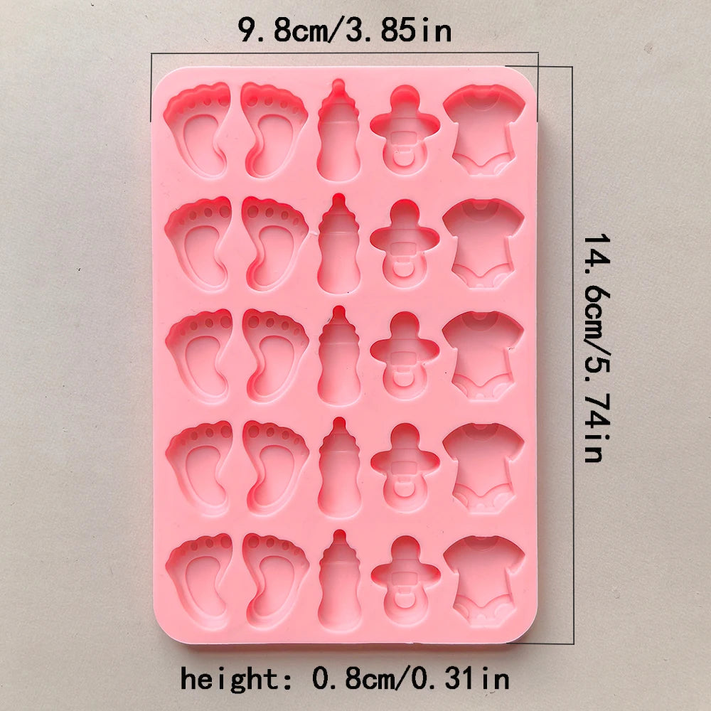25 Hole Chocolate Baking Silicone Mold DIY Nipple Bottle Clothing Foot Candy Biscuit Mold Suitable for Cake Decoration Mold