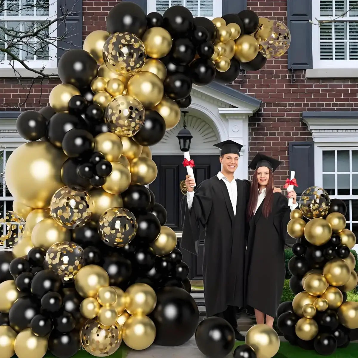 12Inch/10Inch Latex Balls, Black and Gold Balloons, Suitable for Birthday Decorations, Wedding Decorations, Holiday Decorations, Anniversary Atmosphere Arrangements