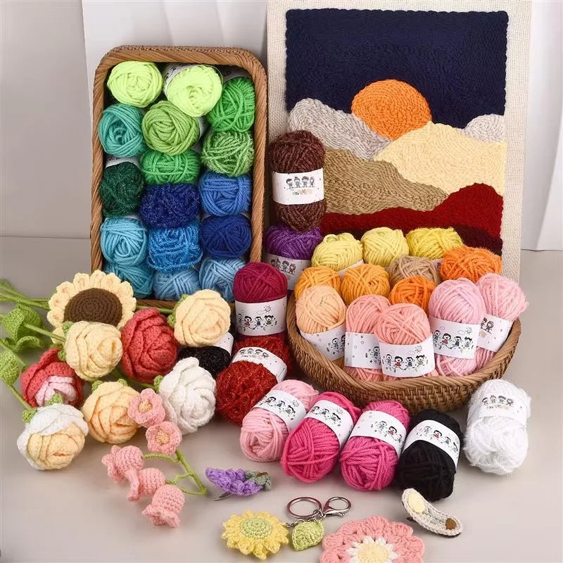 24Colors/Set Soft Yarn Fine Quality Hand-Knitting Thread Soft Warm DIY Cotton Wool Threads For Handmade Knitting Crochet Yarn