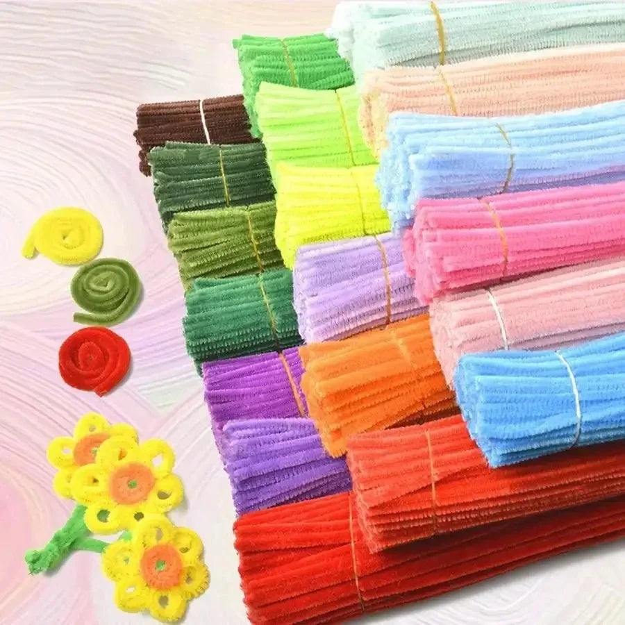 100pcs Colorful Chenille Stems Pipe Cleaners Kids Educational Toys Handmade Plush Tinsel Twist Sticks For DIY Craft Supplies