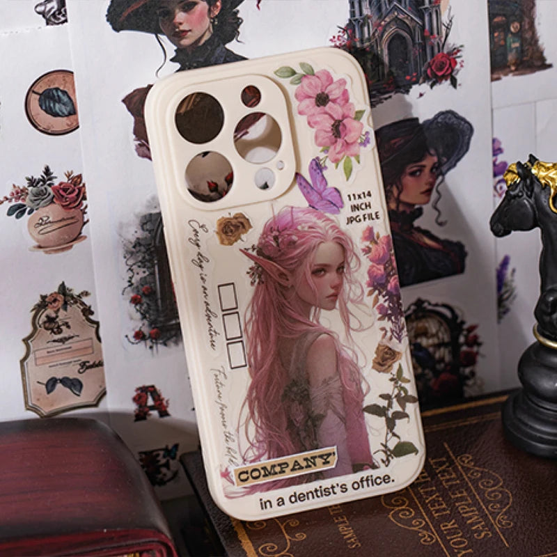 Mr. Paper, 20pcs/book, Vintage Floral Character Sticker Book, Scrapbook Supplies, Decorative Notebook, Photo Frame, Phone Case